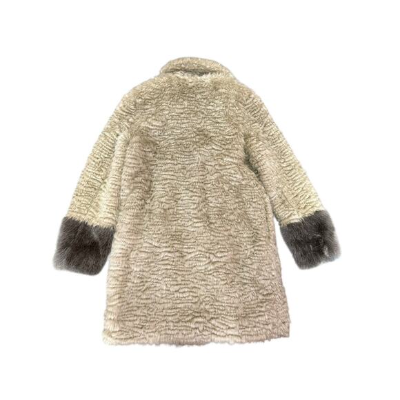 Laundry by Shelli Segal Faux Fur Coat Brown Gray Long Sleeve Small Hook Eye - Picture 7 of 16